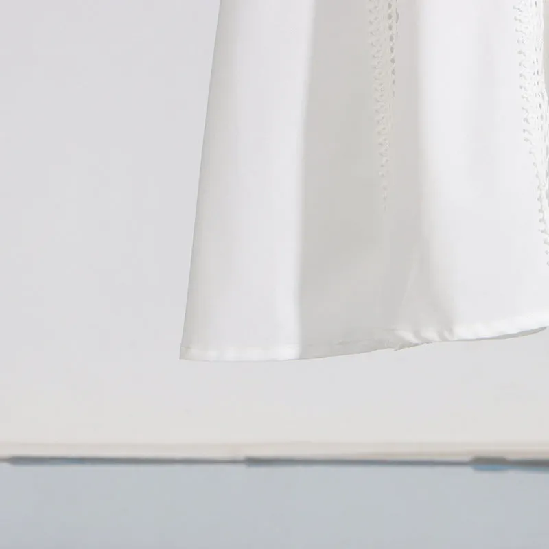 Round Neck Sleeveless Waist Lace Stitching Solid Color Dress