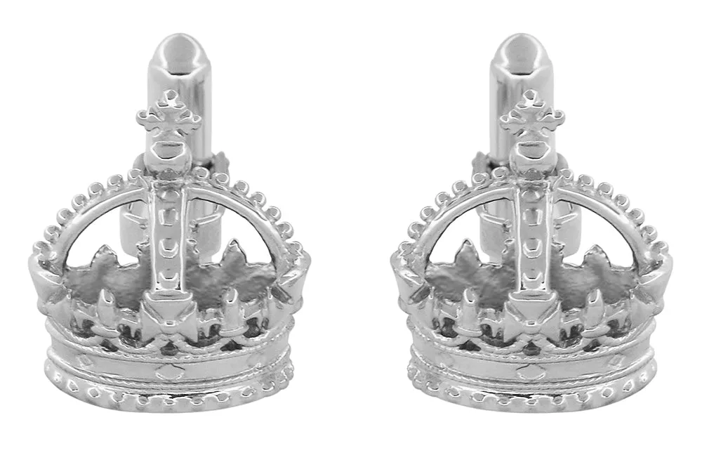 Royal Crown Cufflinks in Sterling Silver