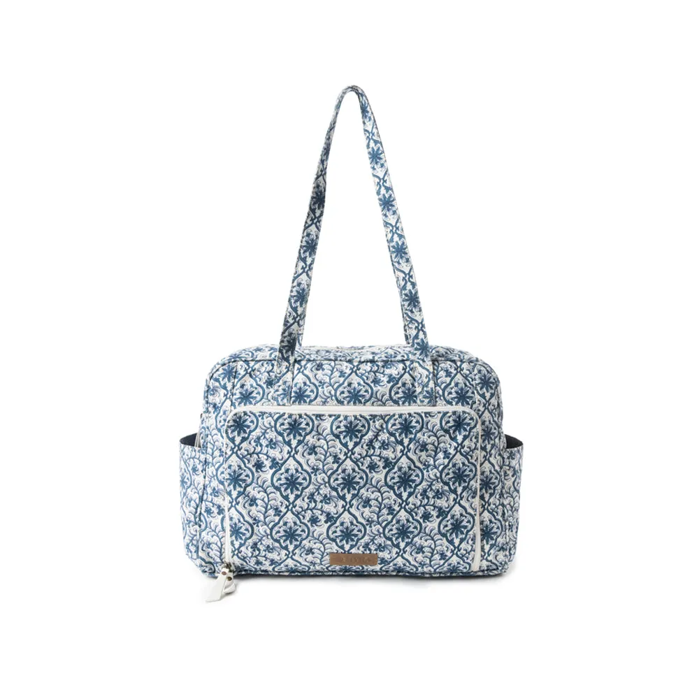 Royal Damask Diaper Bag In Blue
