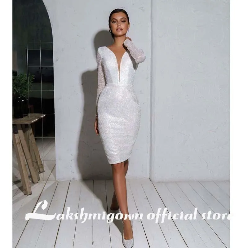 Roycebridal Knee length Long Sleeves short Wedding Dresses