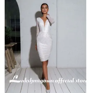 Roycebridal Knee length Long Sleeves short Wedding Dresses