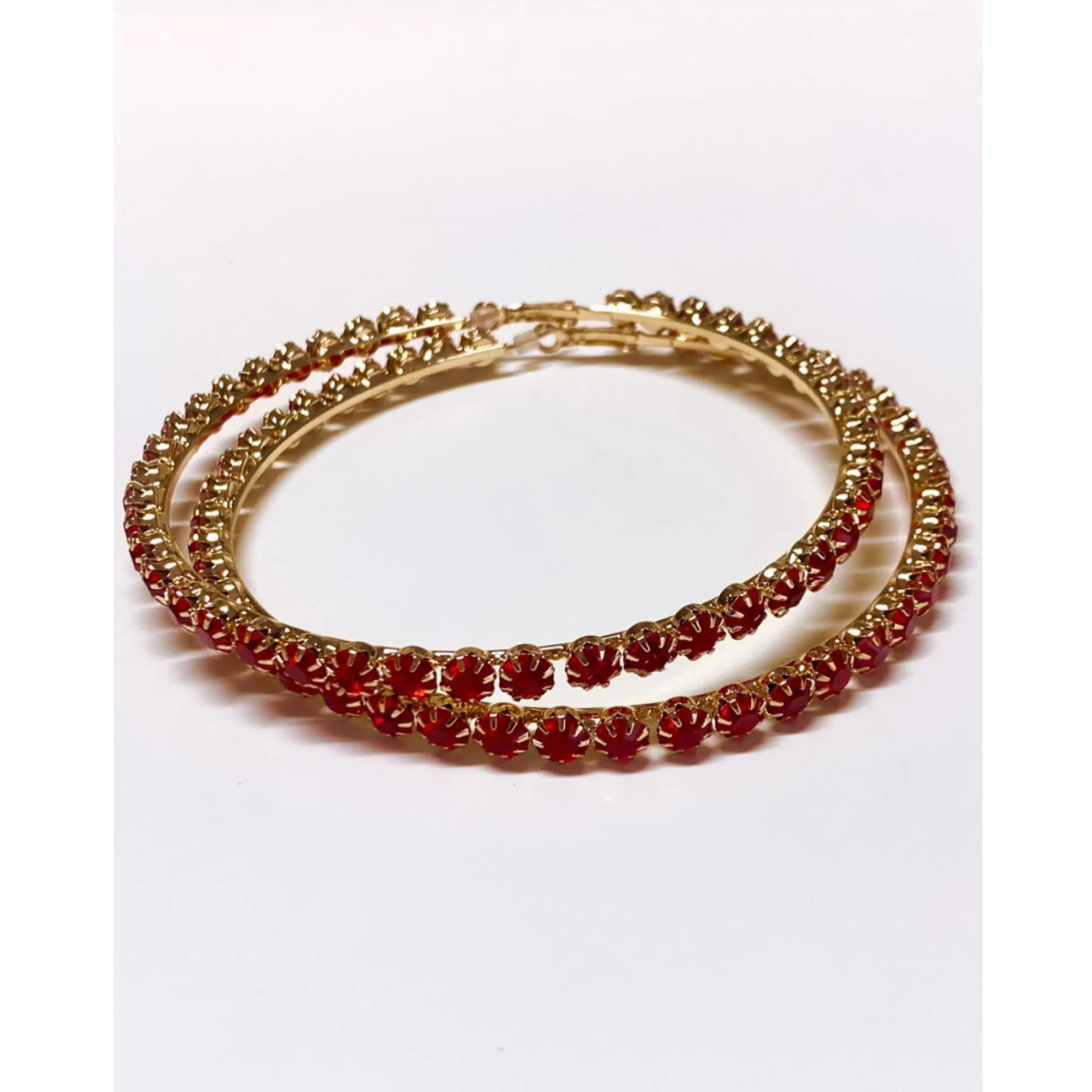 RUBY HOOP EARRINGS