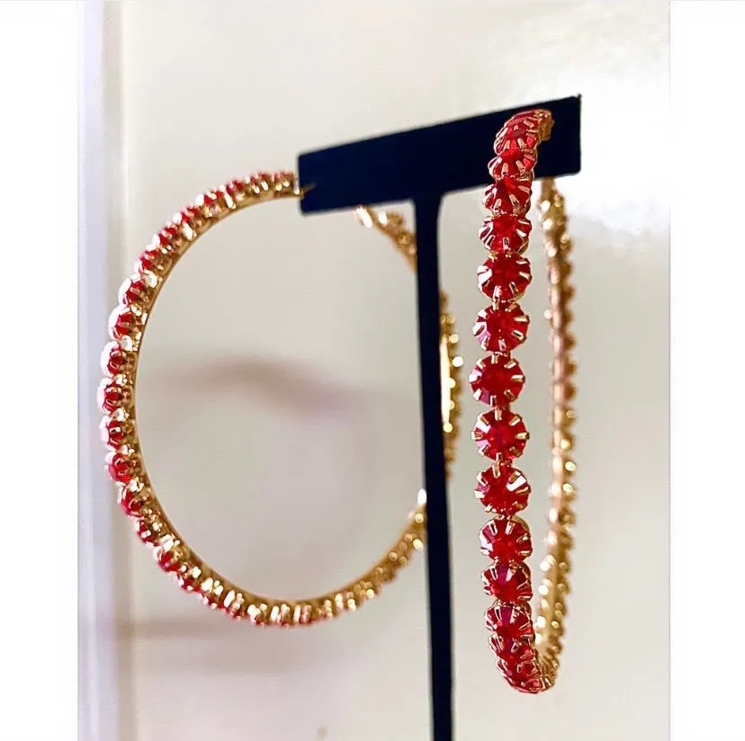 RUBY HOOP EARRINGS