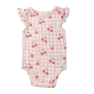 Ruffle Sleeve Onesie, Cherry Pink