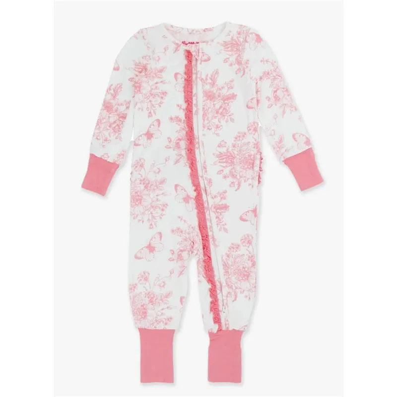 Rufflebutts - Ruffle One Piece Convertible Pajamas, Bubblegum Pink