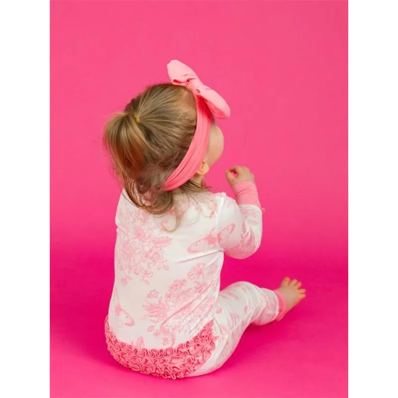 Rufflebutts - Ruffle One Piece Convertible Pajamas, Bubblegum Pink