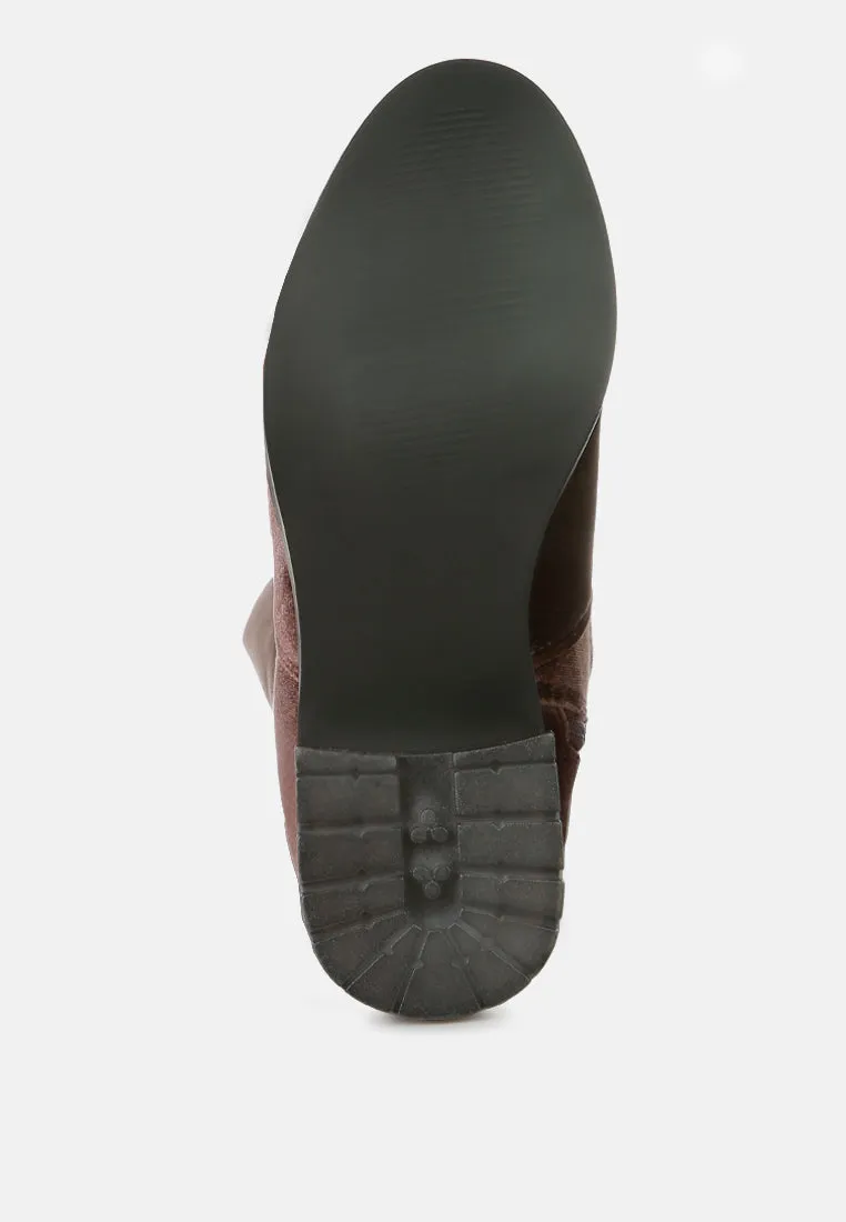 Rumple Velvet Over The Knee Clear Heel Boots By Ruw