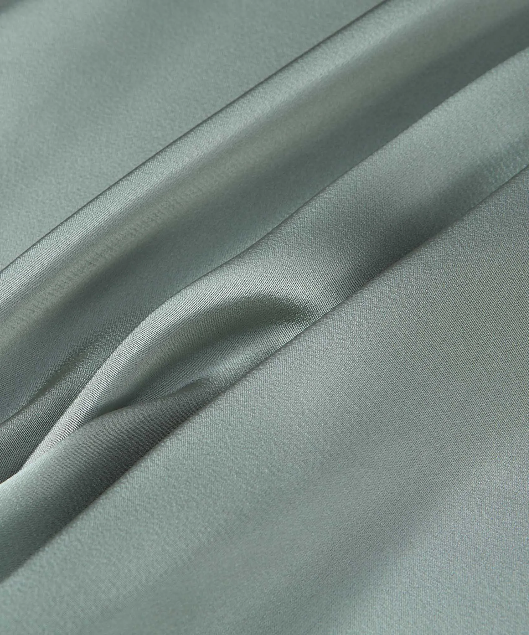 Sage Classic A-line Satin Long Sleeve Maxi Dress
