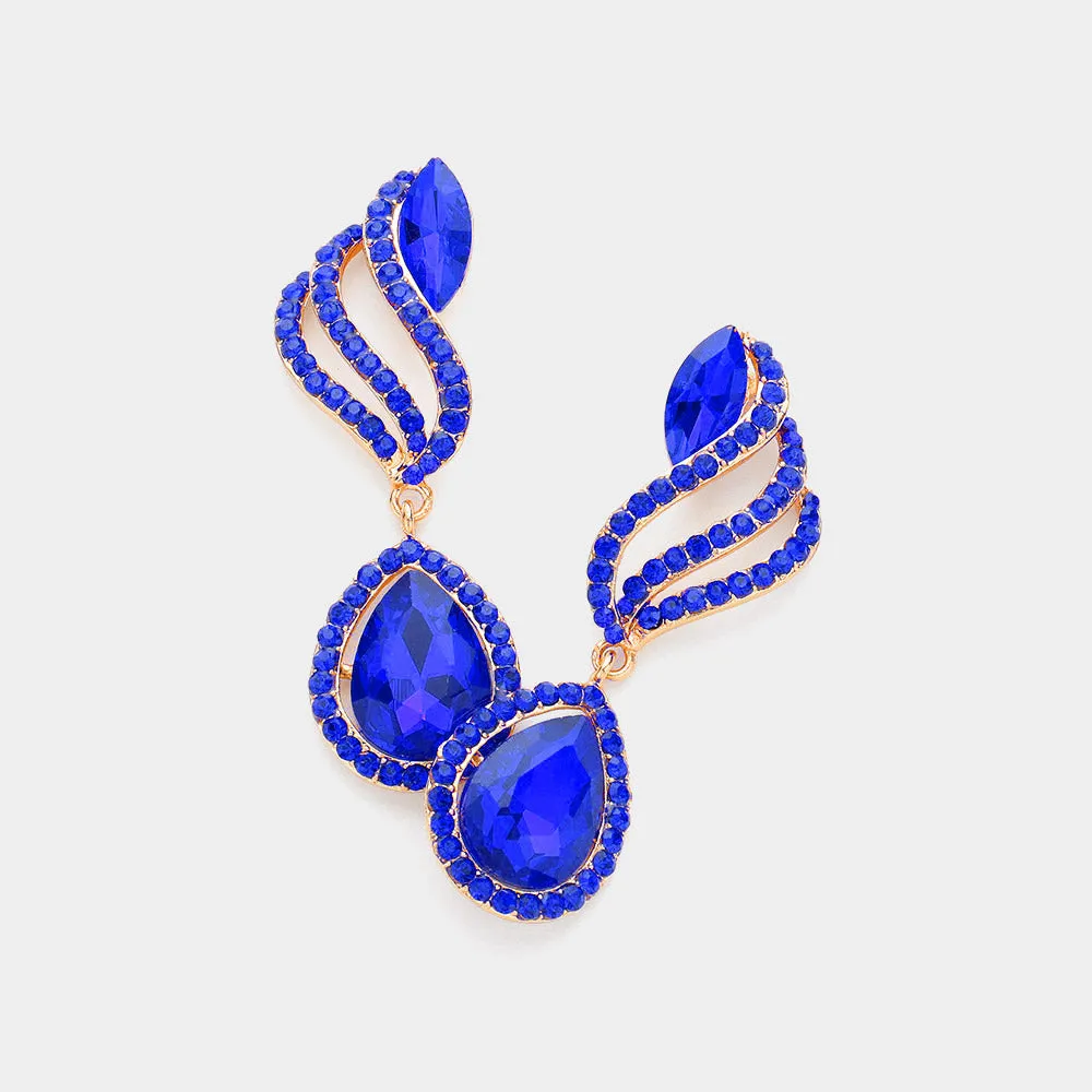 Sapphire Multi Stone Dangle Earrings  | Sapphire Multi Stone Drop Earrings |  633976