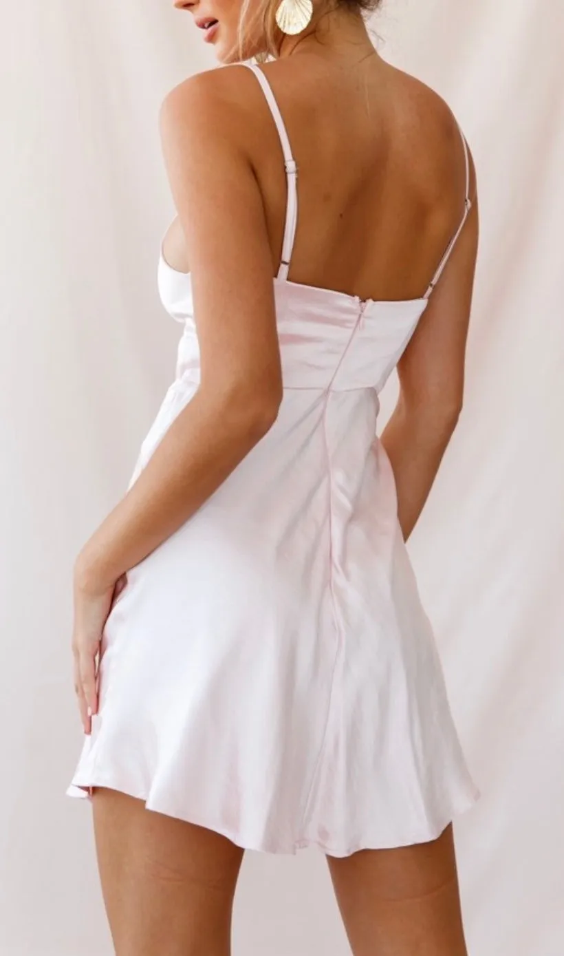 Satin Tie A Line Mini Dress
