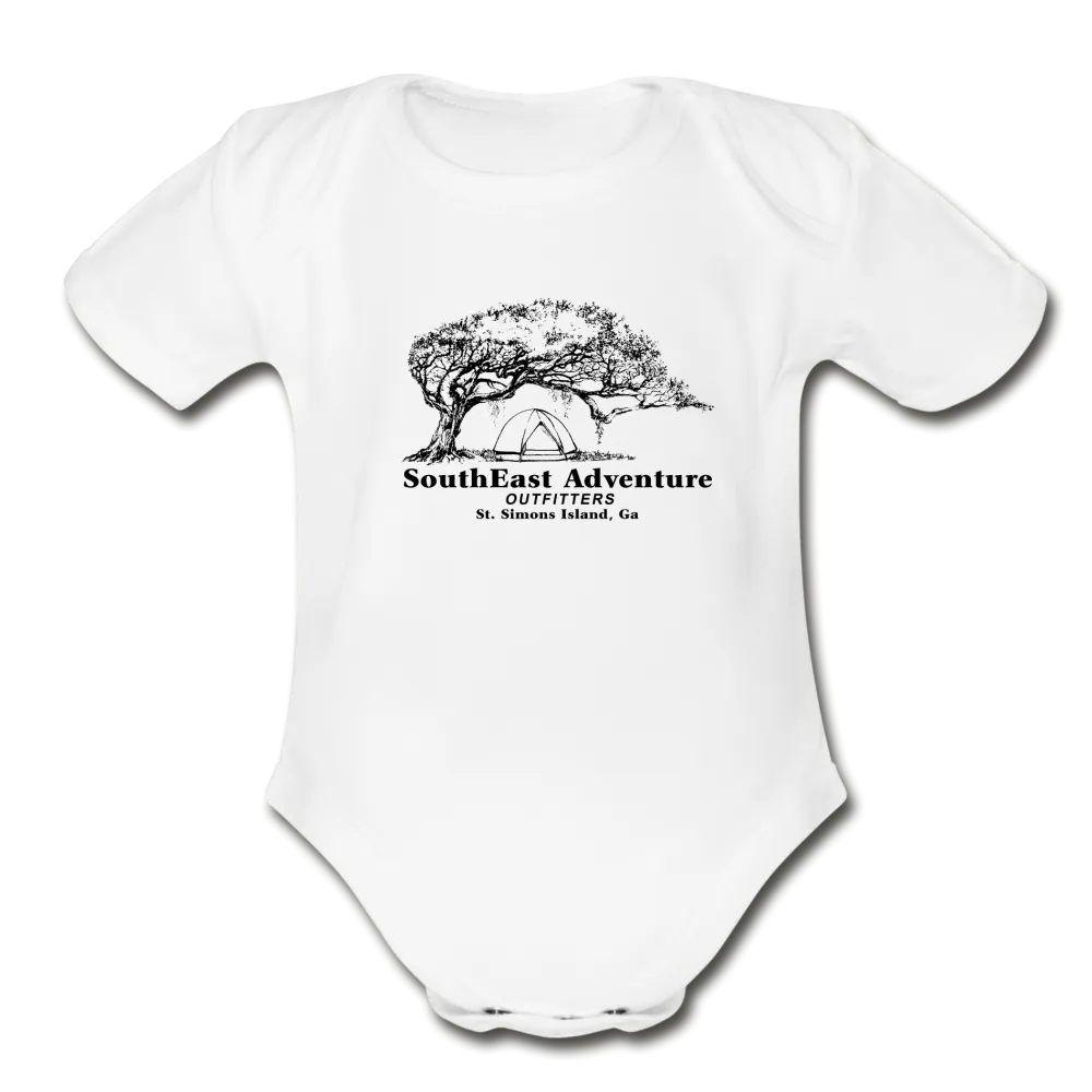 SEA Tree and Tent Logo Organic Baby Bodysuit
