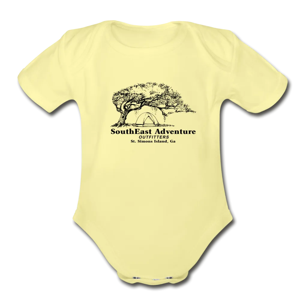 SEA Tree and Tent Logo Organic Baby Bodysuit