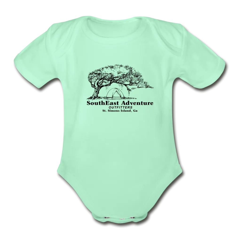 SEA Tree and Tent Logo Organic Baby Bodysuit