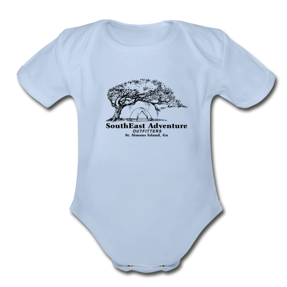 SEA Tree and Tent Logo Organic Baby Bodysuit