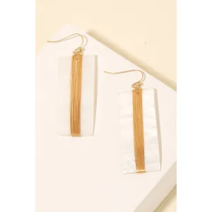 Seashell Curved Rectangle Dangle Earrings