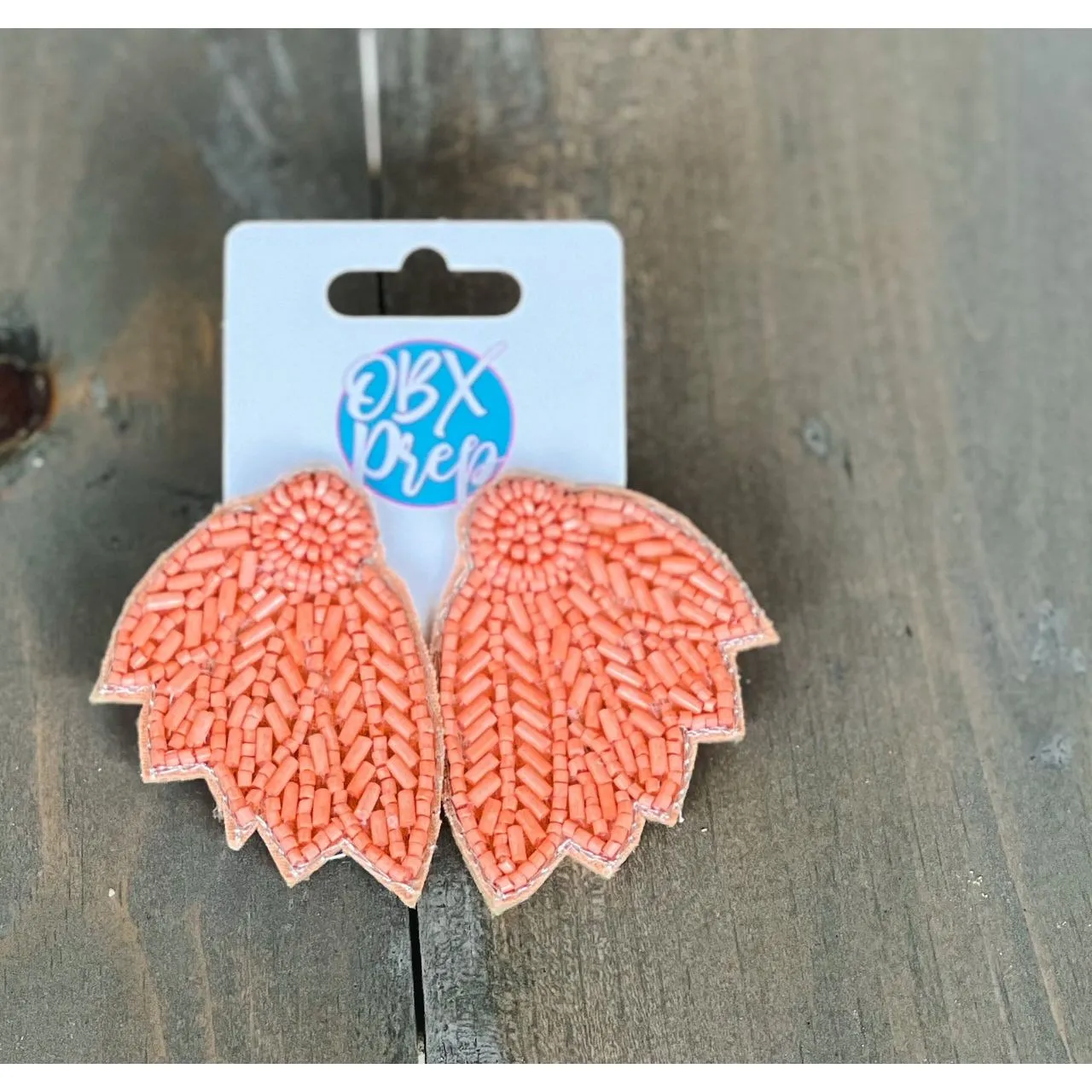 Seed Beaded Feather Felt Statement Earrings