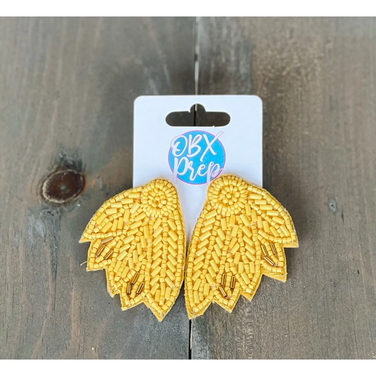 Seed Beaded Feather Felt Statement Earrings