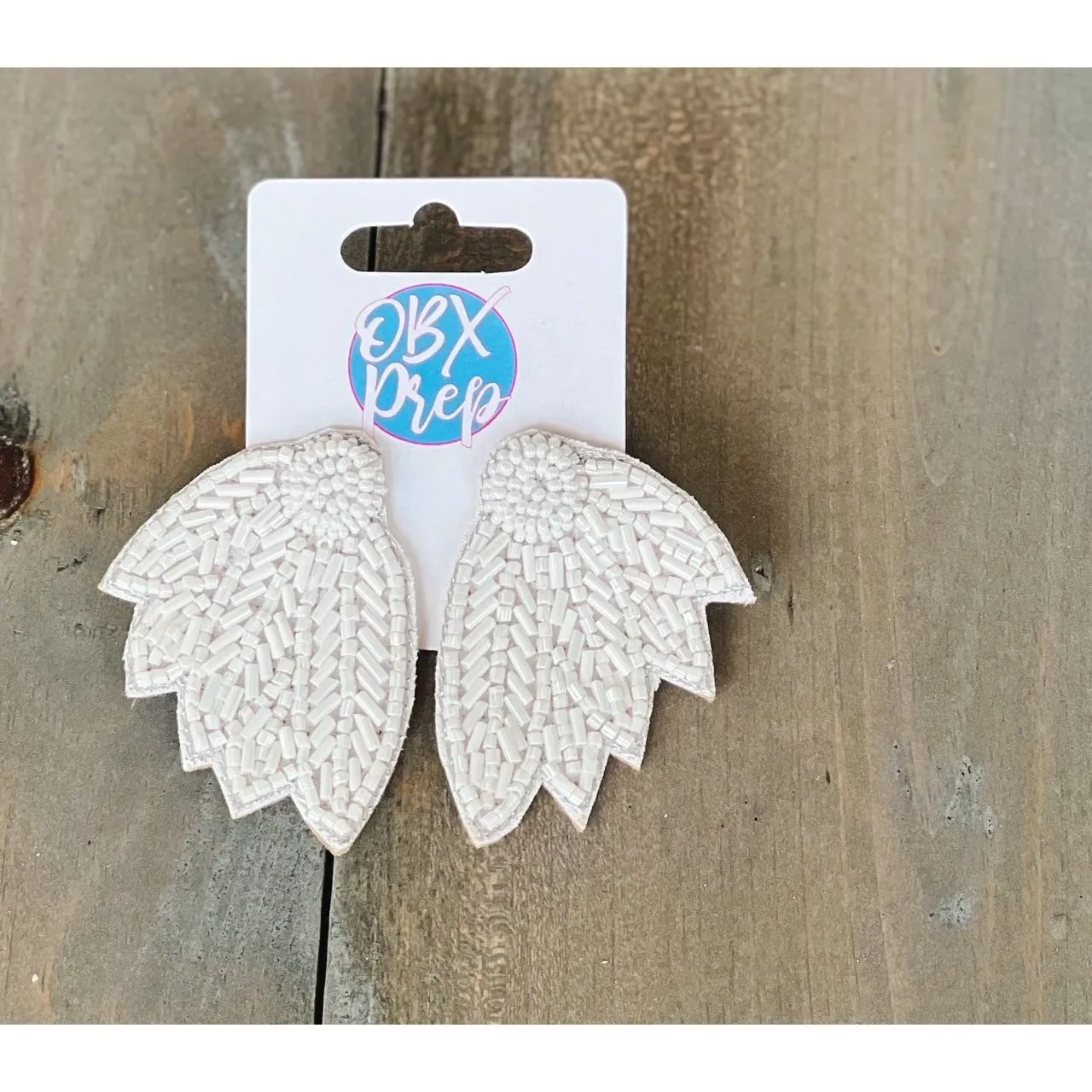 Seed Beaded Feather Felt Statement Earrings