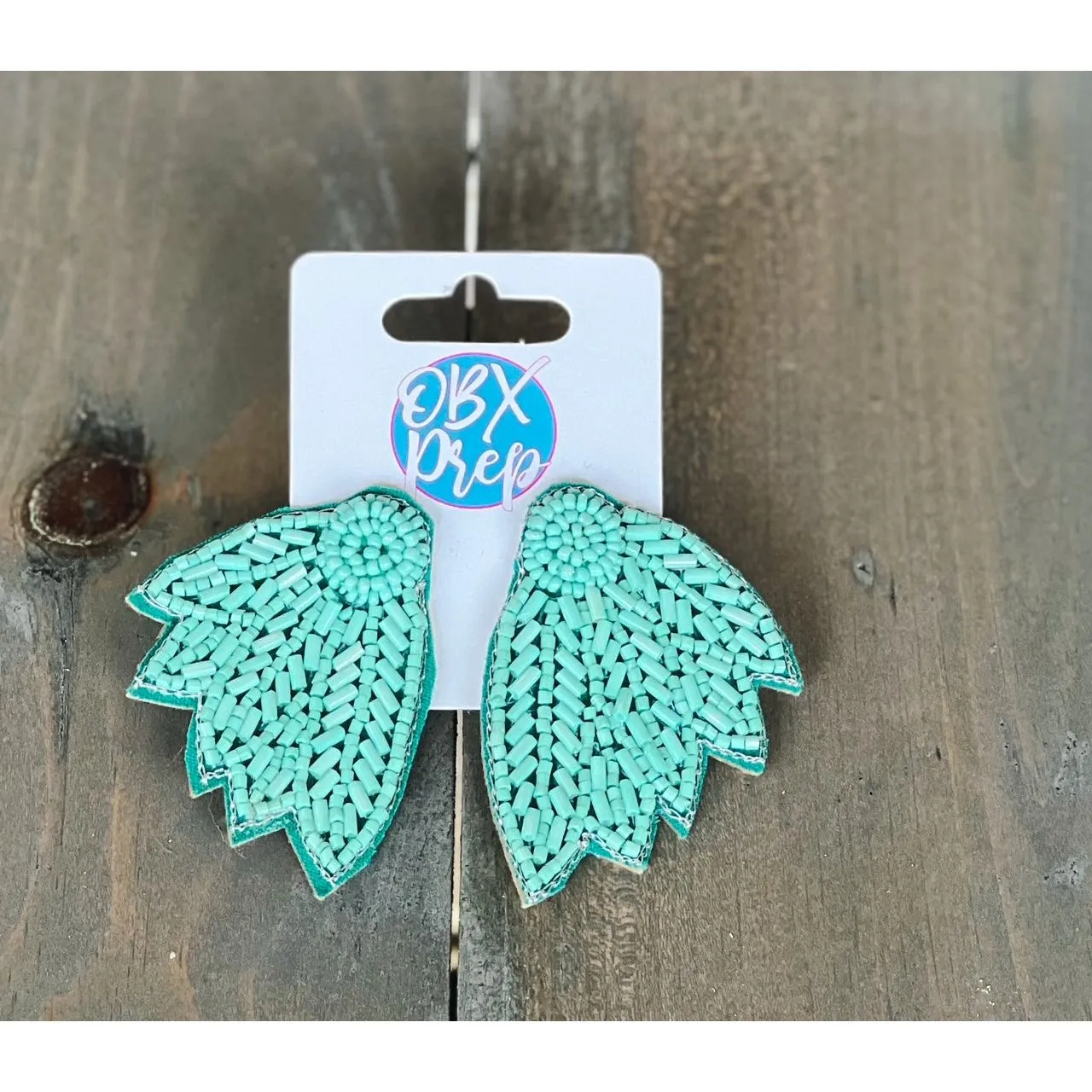 Seed Beaded Feather Felt Statement Earrings