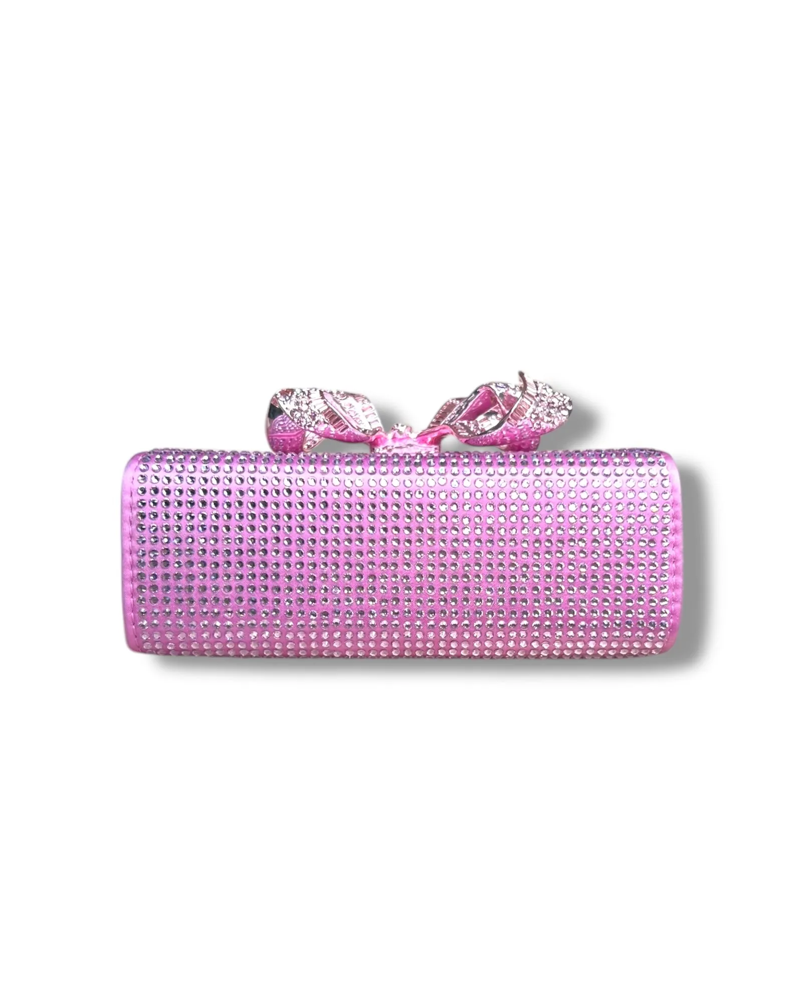 Self-Portrait Micro Bag – Rose Pink Satin with Rhinestone Bow