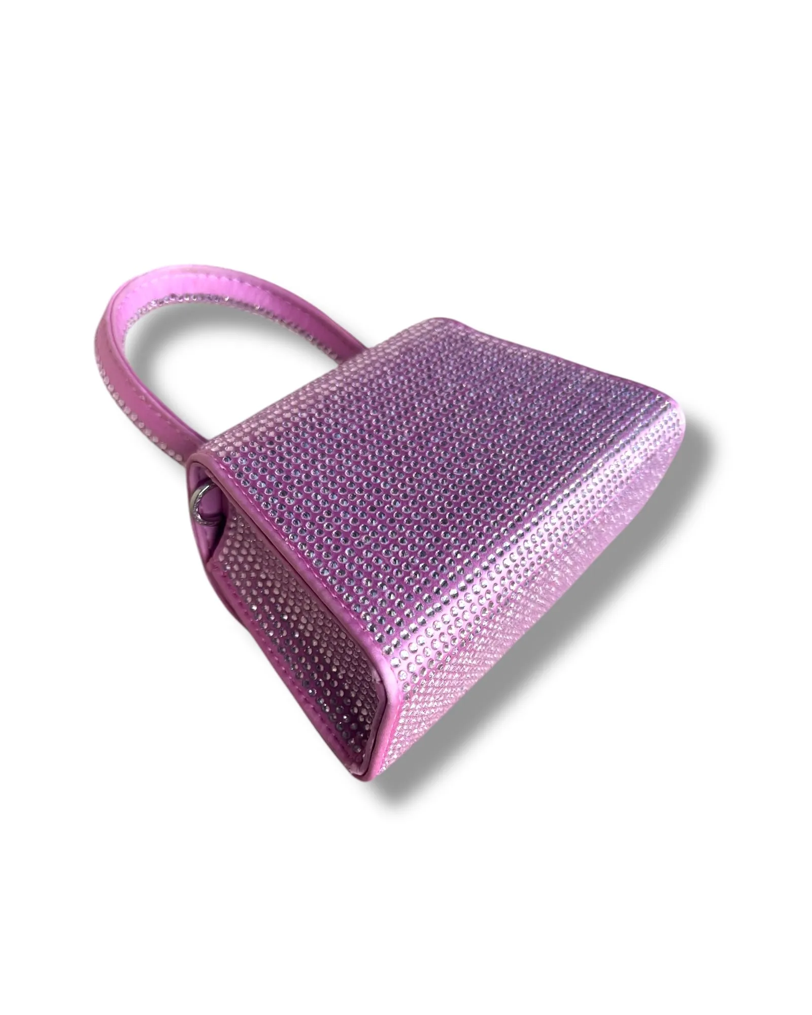 Self-Portrait Micro Bag – Rose Pink Satin with Rhinestone Bow