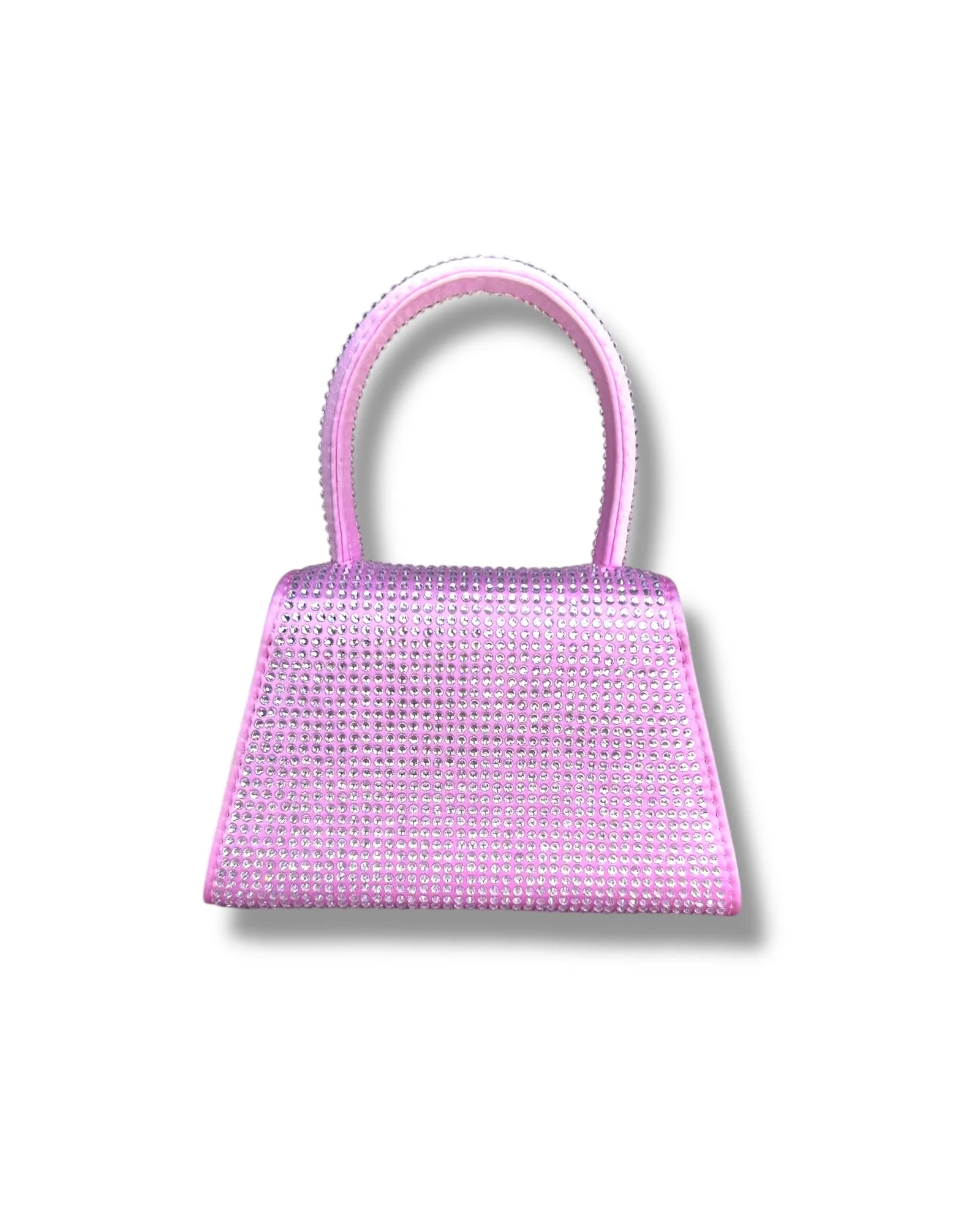 Self-Portrait Micro Bag – Rose Pink Satin with Rhinestone Bow