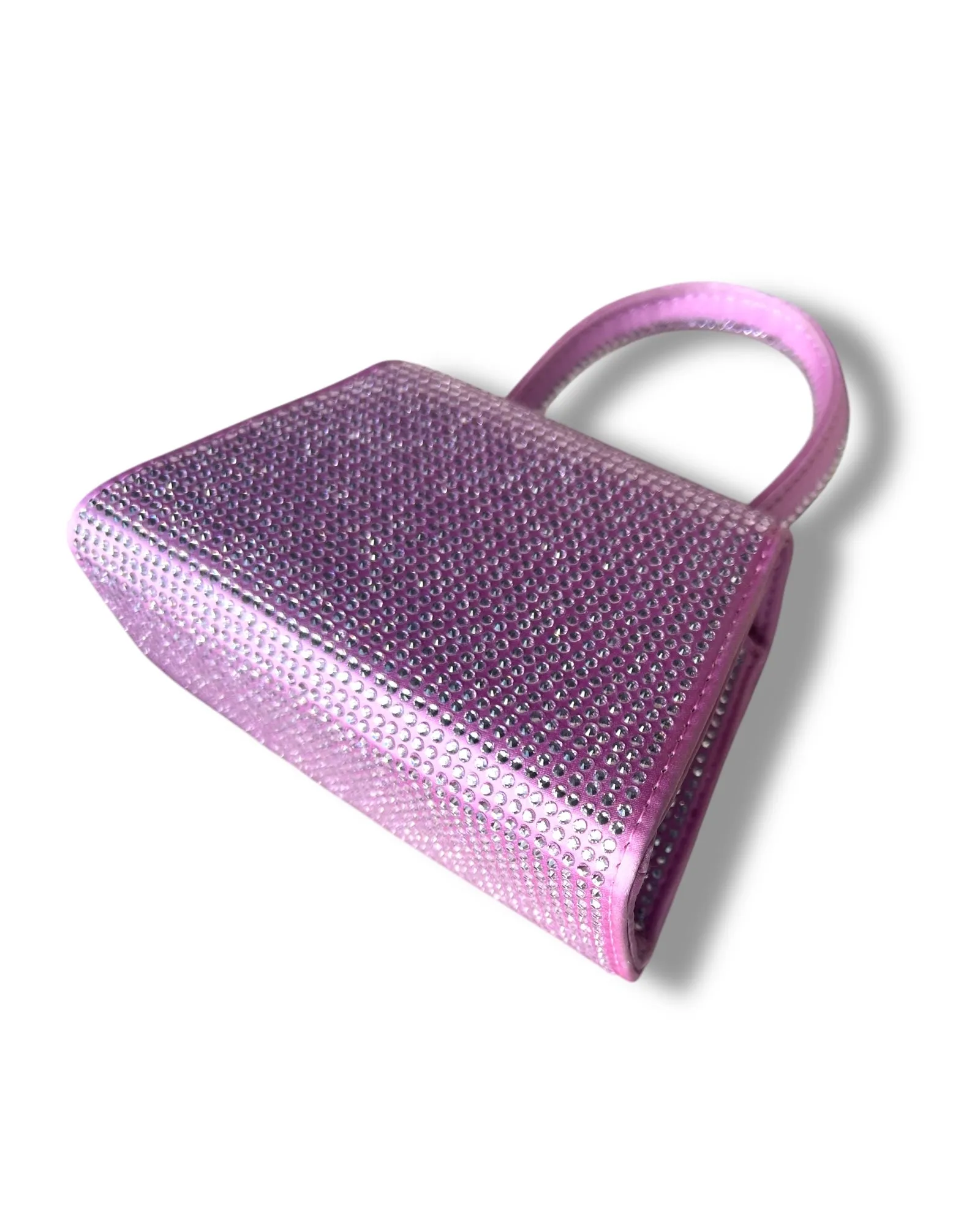 Self-Portrait Micro Bag – Rose Pink Satin with Rhinestone Bow