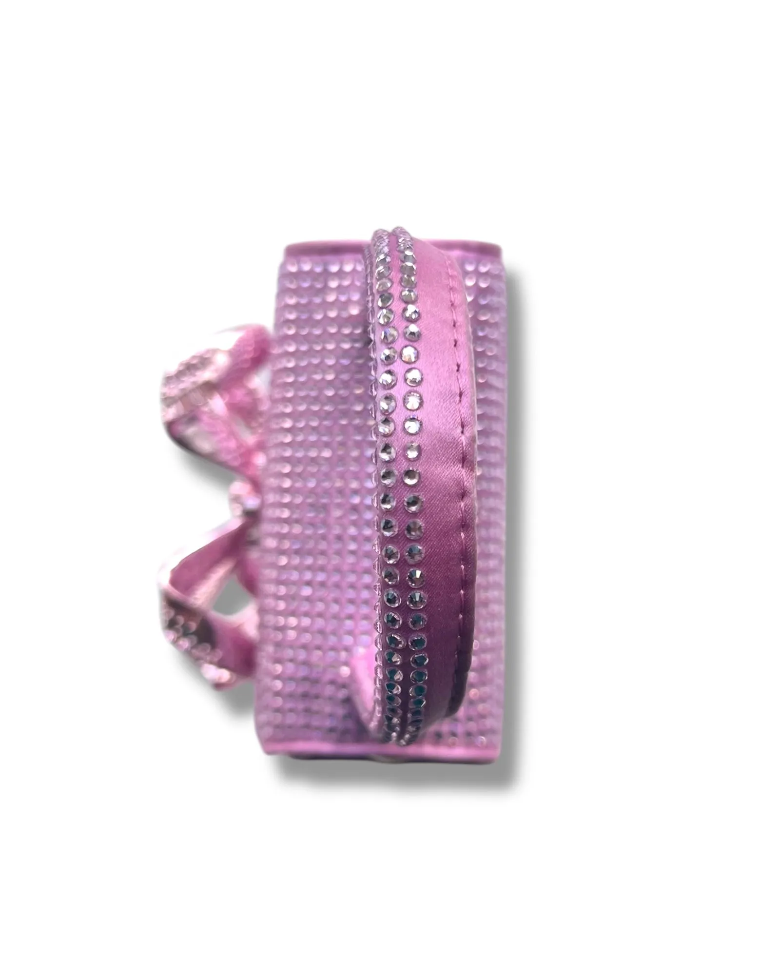 Self-Portrait Micro Bag – Rose Pink Satin with Rhinestone Bow