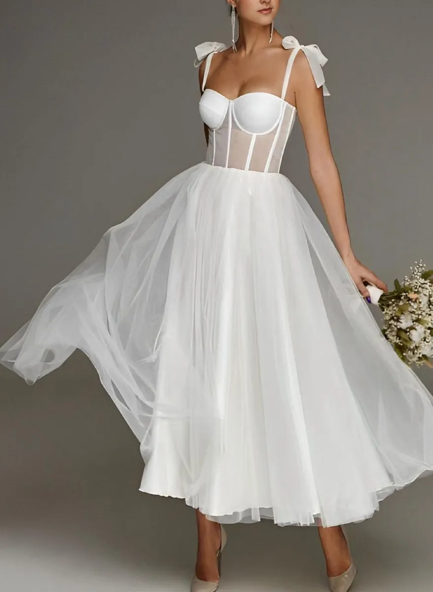 Sex Short Wedding Dresses with Tulle Tea-Length