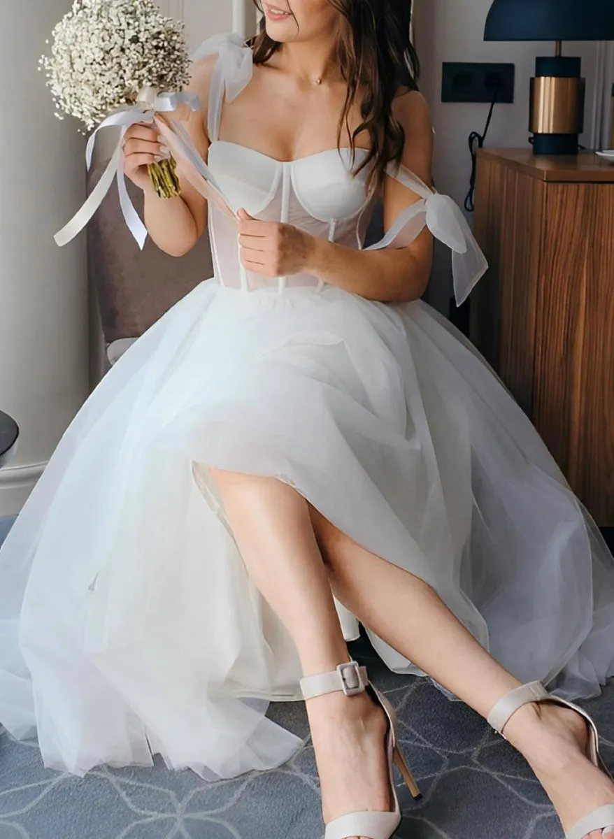 Sex Short Wedding Dresses with Tulle Tea-Length