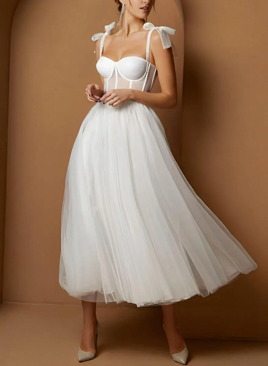 Sex Short Wedding Dresses with Tulle Tea-Length