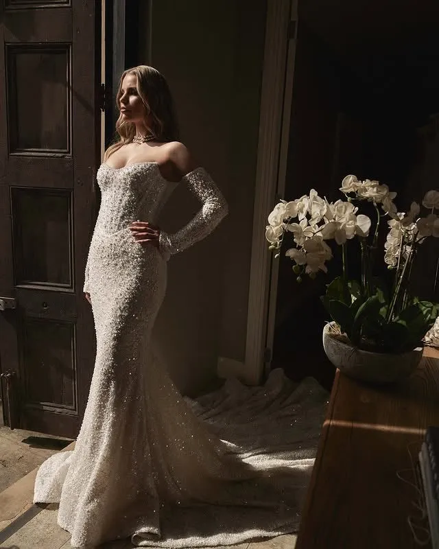 Sexy A-line Mermaid Lace Appliqué Wedding Dress