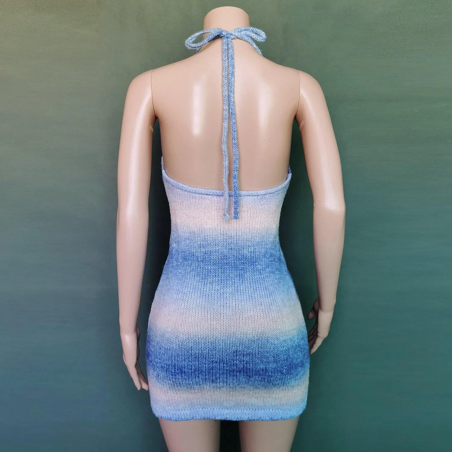 Sexy  Deep V-neck Rainbow Knitting Dresses