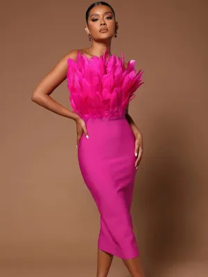 Sexy Feather Bandage Dress Vestidos Para Mujer Wedding Birthday Party Night Cocktail Club Dresses