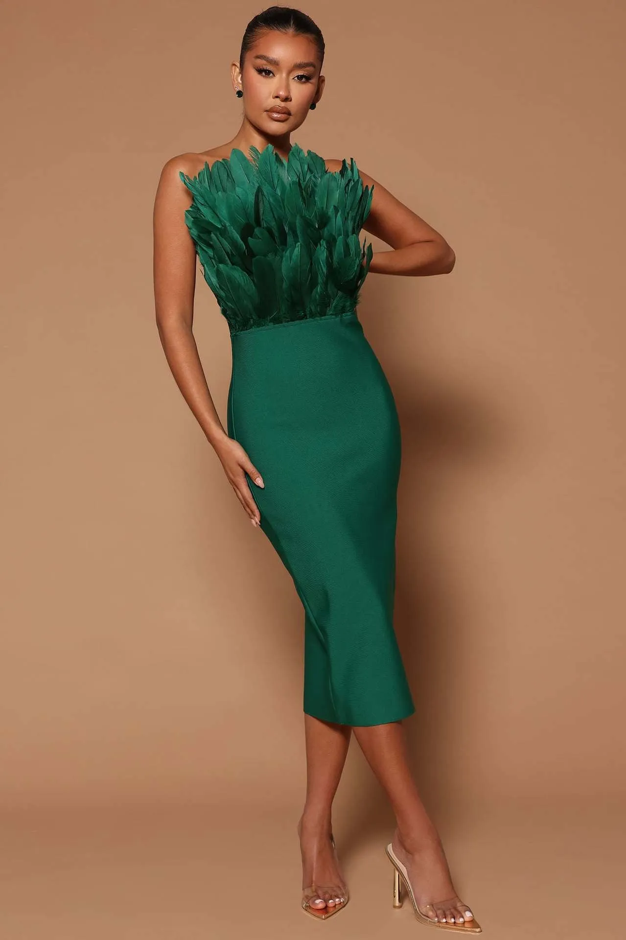 Sexy Feather Bandage Dress Vestidos Para Mujer Wedding Birthday Party Night Cocktail Club Dresses