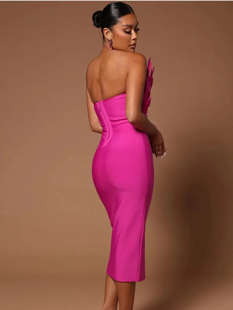 Sexy Feather Bandage Dress Vestidos Para Mujer Wedding Birthday Party Night Cocktail Club Dresses