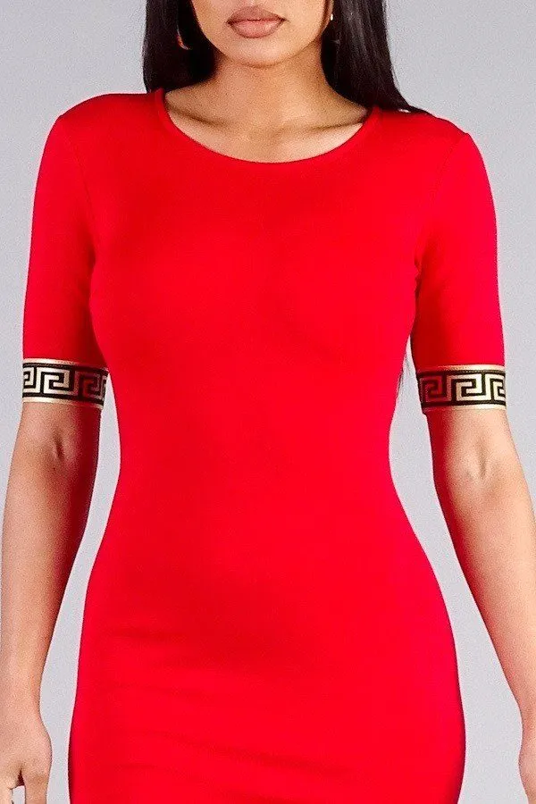 Sexy Short Sleeve Trim Detail Mini Dress