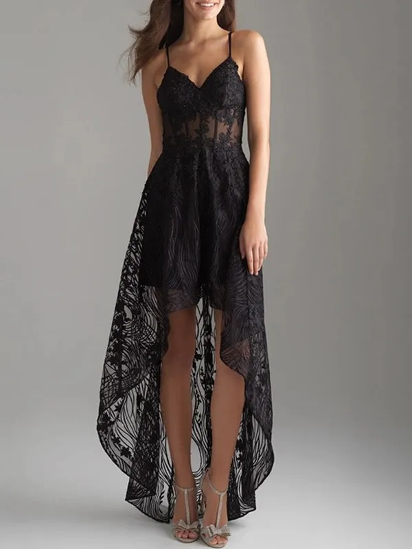 Sexy Sleeveless Sling V-neck Dress Hollow Mid-length Skirt