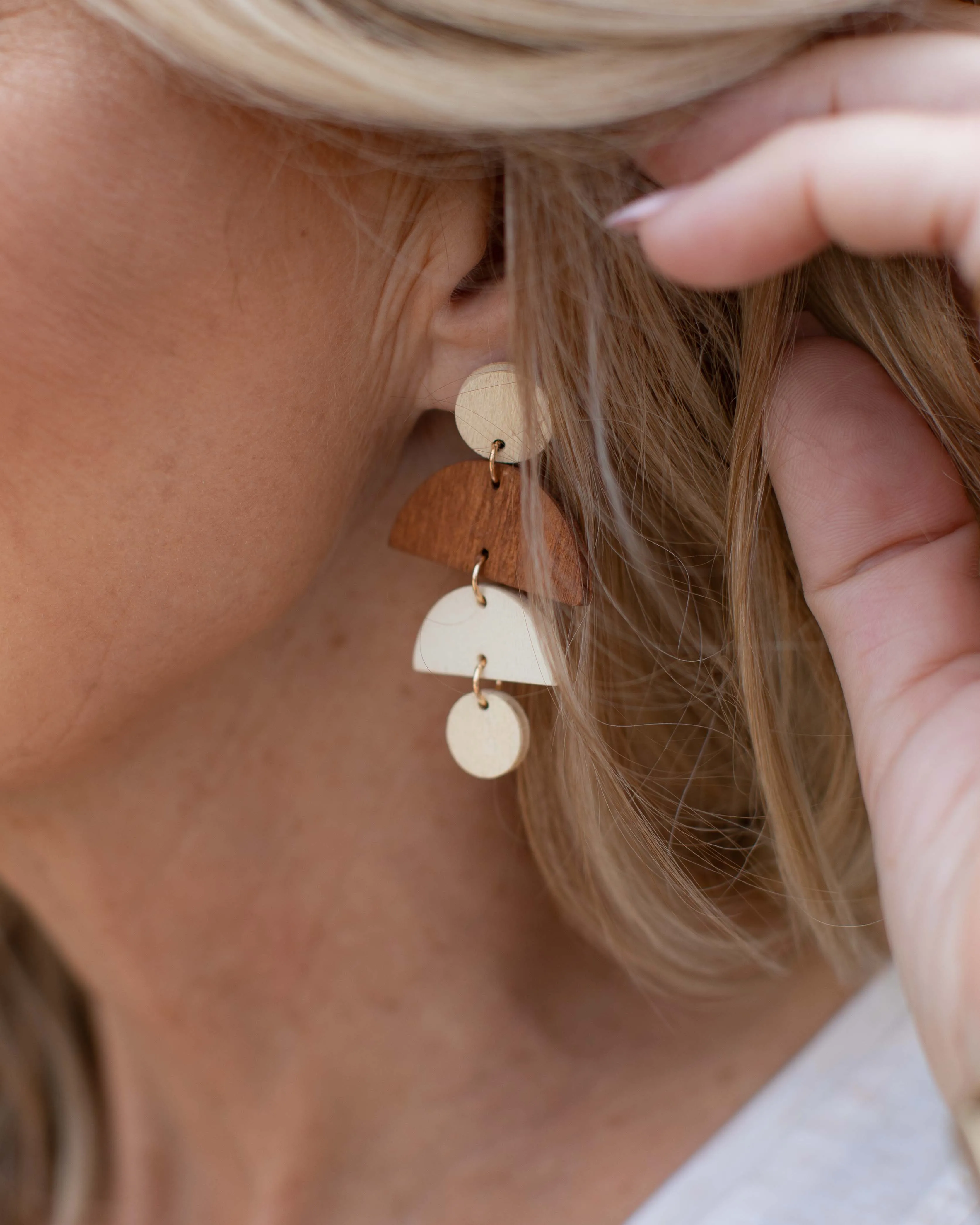 SHAKIN' IT UP WOOD DANGLE EARRINGS