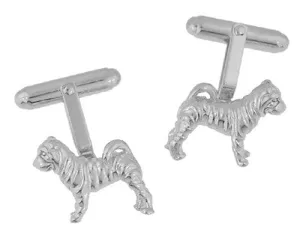 Shar-Pei ( Sharpei ) Cufflinks in Sterling Silver