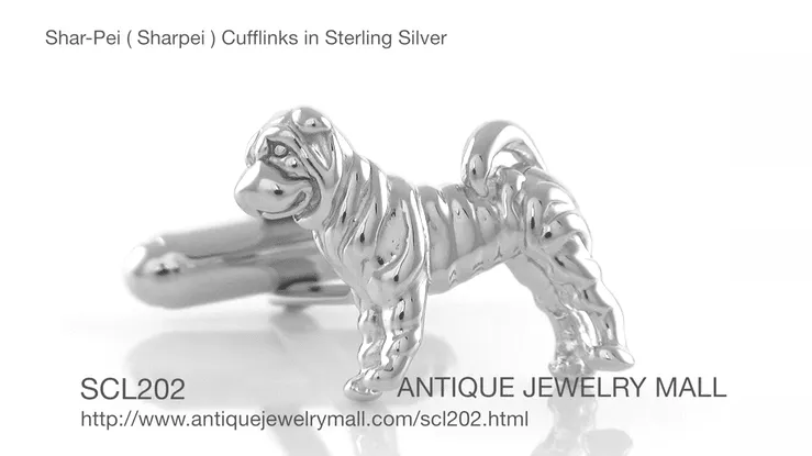 Shar-Pei ( Sharpei ) Cufflinks in Sterling Silver