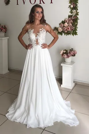 Sheer Lace Beach Chiffon Bride Dress Online vestido de novia