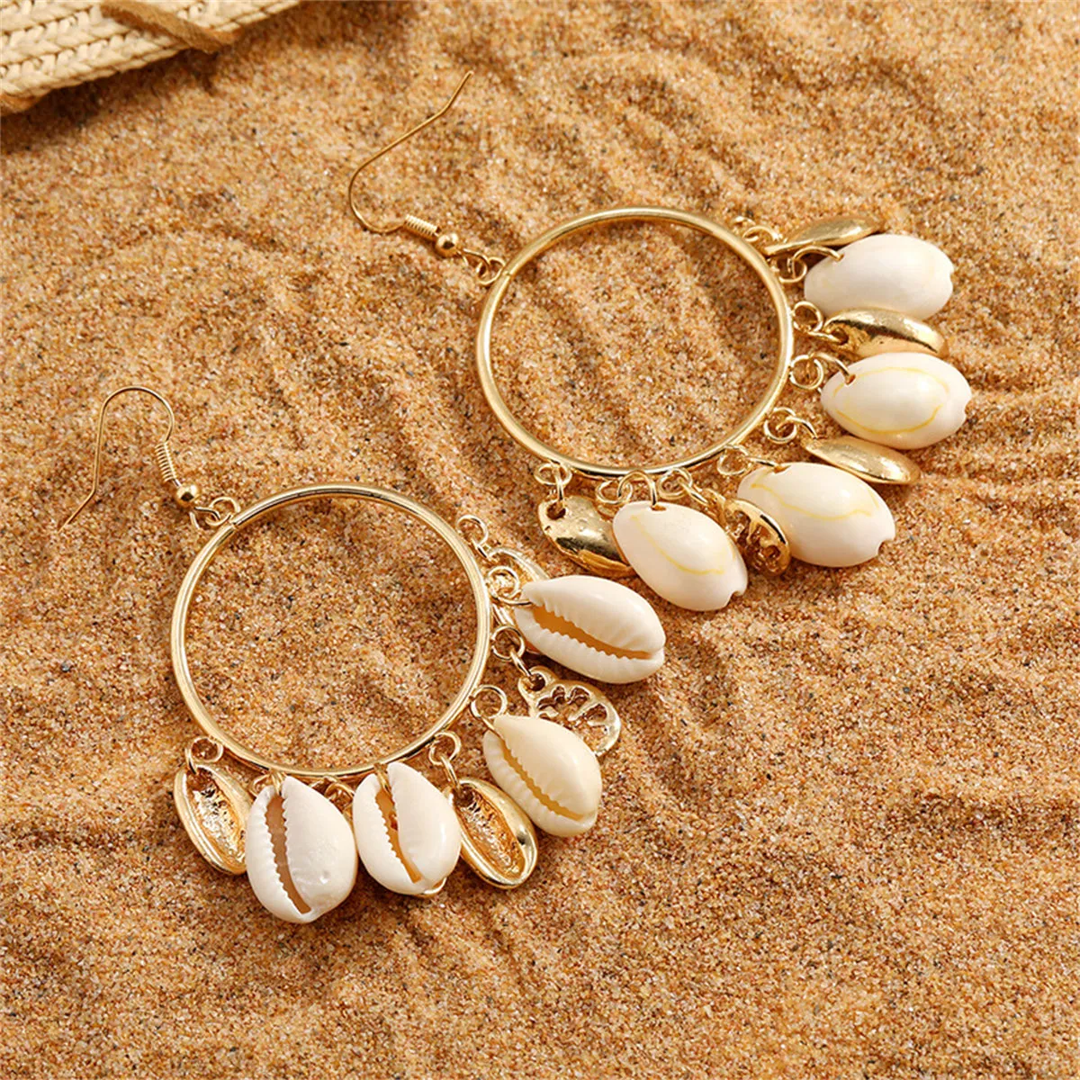 Shell & 18K Gold-Plated Circle Tassel Drop Earrings