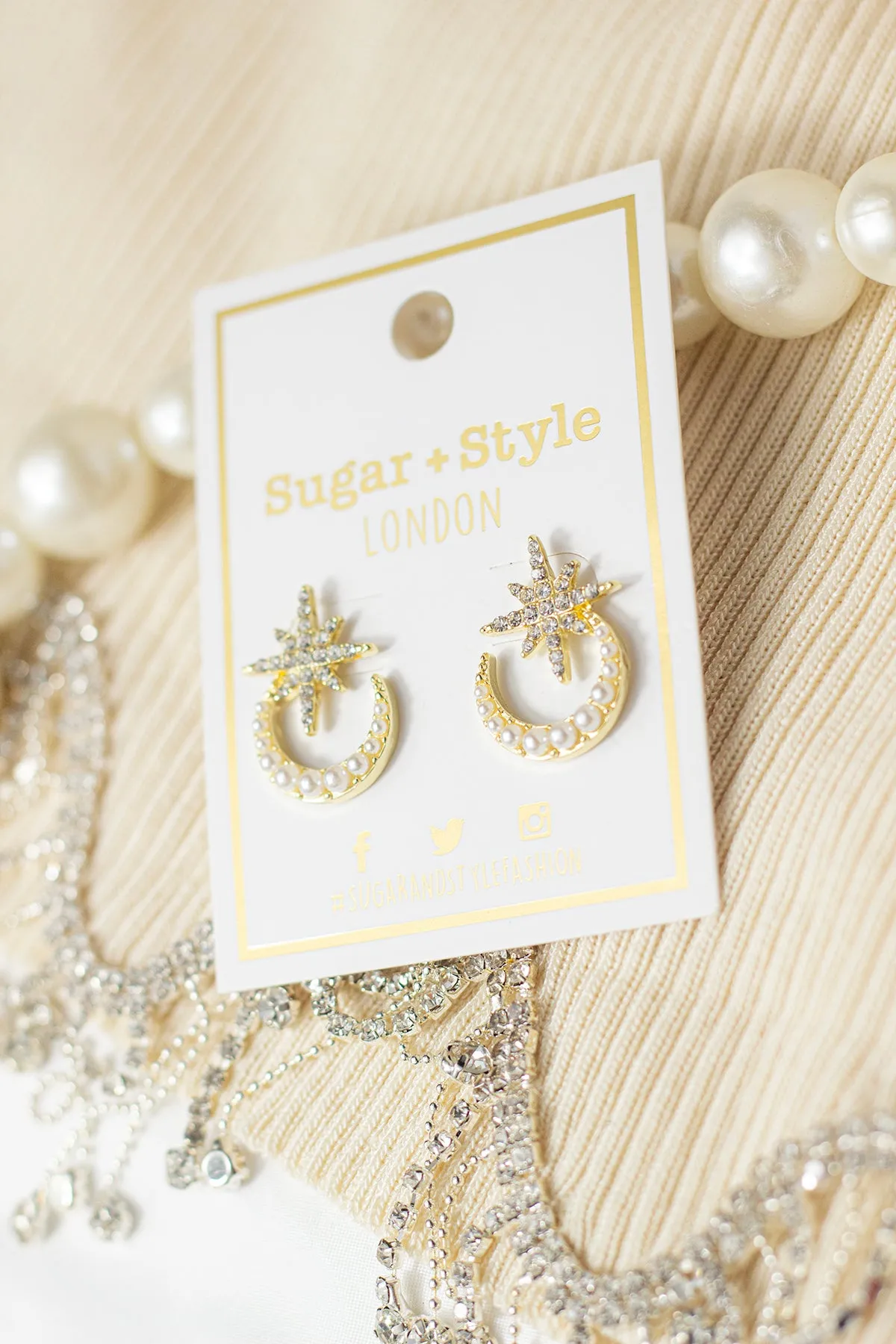 Shooting Star Diamante Gem Stud Earrings
