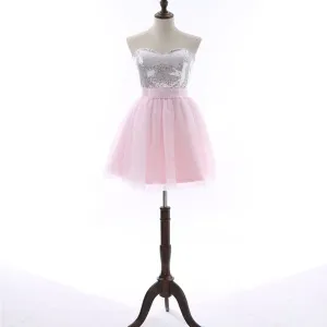 Short Homecoming Dress, Tulle Homecoming Dress, Sweet Heart Homecoming Dress, Sequin Junior School Dress, Graduation Dress, Backless Homecoming Dress, LB0328