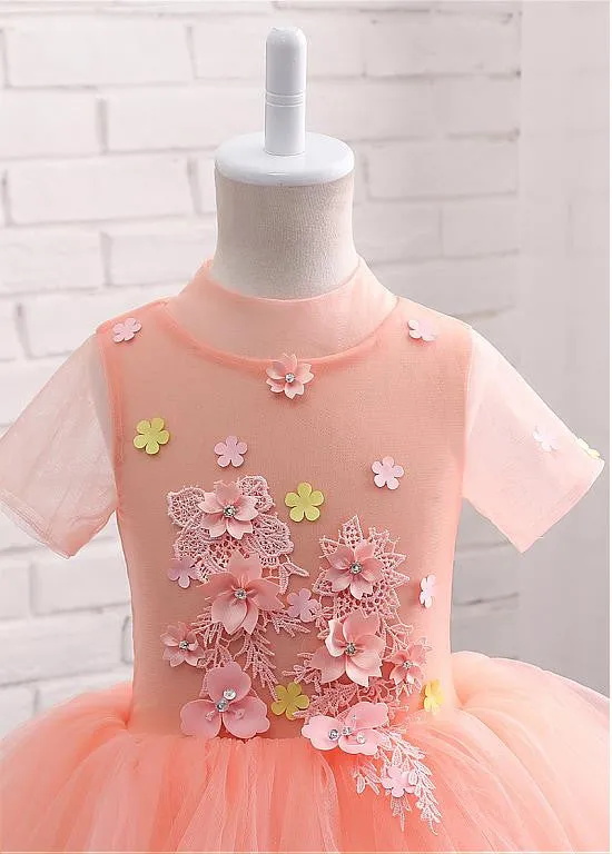 Short Sleeves Ball Gown Flower Girl Dresses
