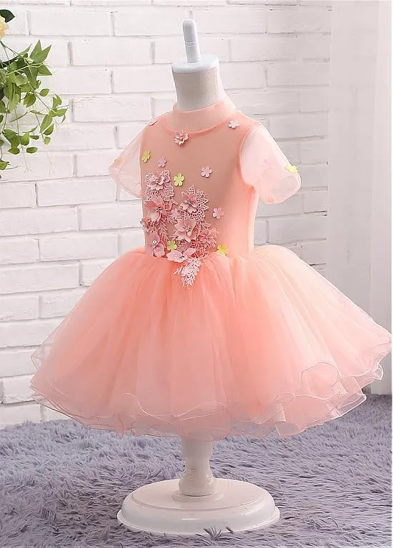 Short Sleeves Ball Gown Flower Girl Dresses