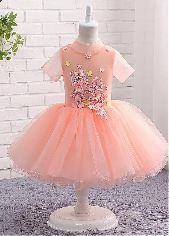 Short Sleeves Ball Gown Flower Girl Dresses