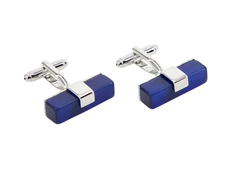 Silver & Royal Blue Slim Rectangles Stones │ Cufflinks