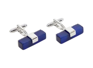 Silver & Royal Blue Slim Rectangles Stones │ Cufflinks